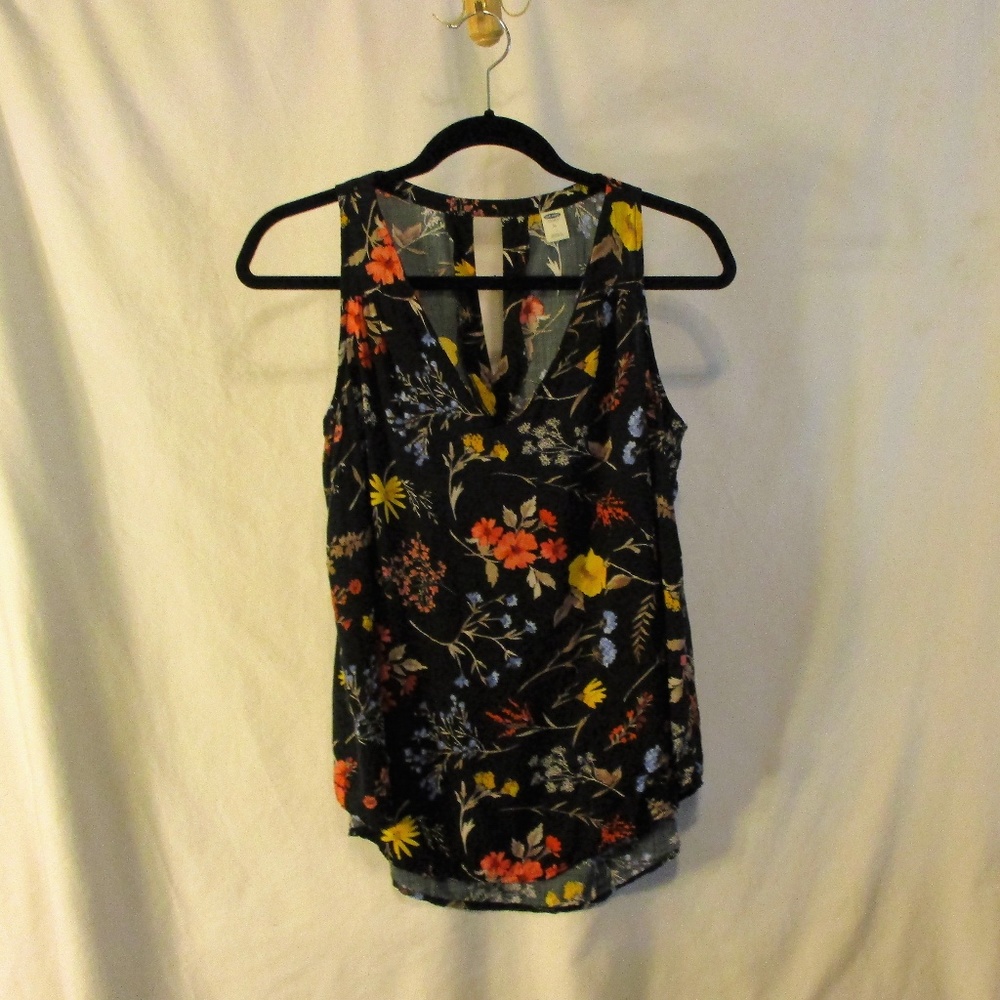 Navy & Floral Tank Top Blouse
